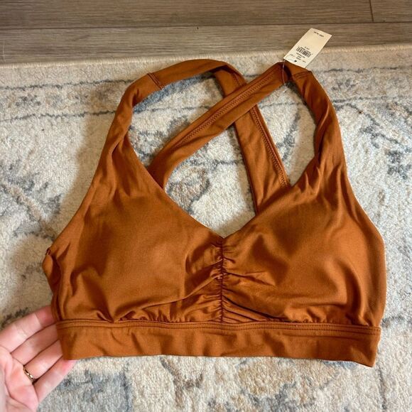 NWT! - Offline By Aerie Real Me Ruched Sports Bra - Size small - Color: Caramel - Picture 3 of 4